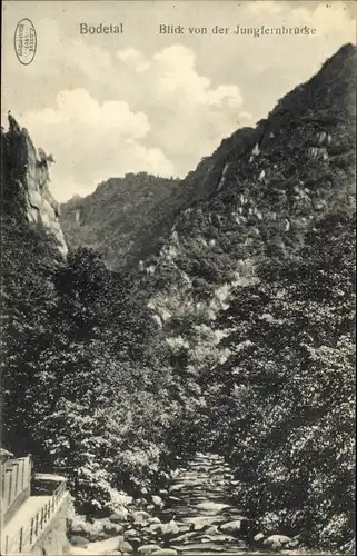 Ak Thale im Harz, Bodetal, Blick von der Jungfernbrücke