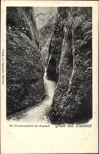 Ak Lutherstadt Eisenach in Thüringen, Drachenschlucht, Felsen