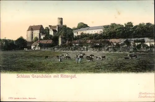 Ak Gnandstein Kohren Sahlis Frohburg in Sachsen, Schloss mit Rittergut