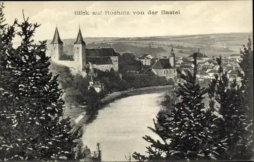 Ak Rochlitz an der Mulde, Blick von Rochlitz von der Bastei, Hotel Rochlitzerberg