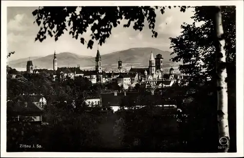 Ak Zittau in der Oberlausitz, Panorama, Jeschken, Langeberg