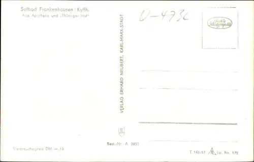 Ak Bad Frankenhausen im Kyffhäuserkreis, Alte Apotheke, Thüringer Hof