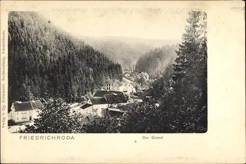 Ak Friedrichroda im Thüringer Wald, der Grund, Häuser, Wald