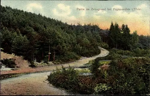 Ak Papiermühle Schmölln in Thüringen, Partie im Zeitzgrund bei Papiermühle