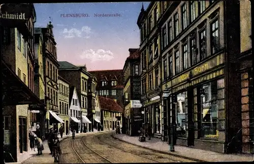 Ak Flensburg, Norderstraße, Geschäft Schmidt, Max Horn