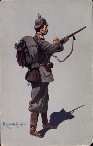 Künstler Ak Lüschwitz Koreffski, A., Deutscher Soldat, Infanterist des 4. Garde Regt. zu Fuß Berlin