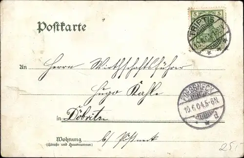 Litho Triptis in Thüringen, Marktplatz, Teichpartie, Hockerschlösschen, Bahnhofstraße