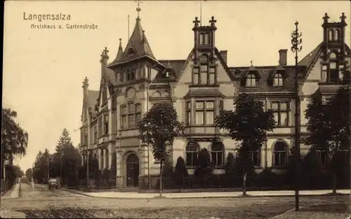 Ak Bad Langensalza in Thüringen, Kreishaus und Gartenstraße