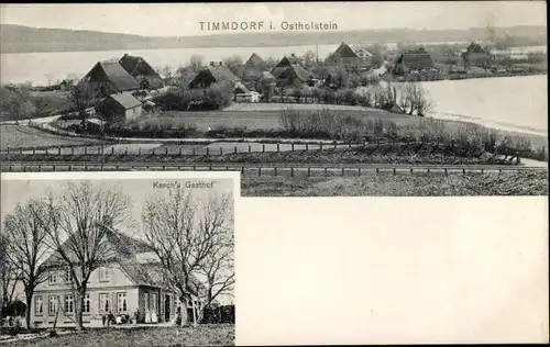 Ak Timmdorf Malente in Ostholstein, Kasch's Gasthaus, Totalansicht der Ortschaft