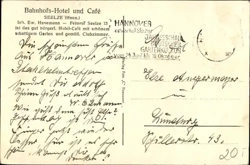 Ak Seelze in Niedersachsen, Bahnhofshotel und Cafe, Innenansicht