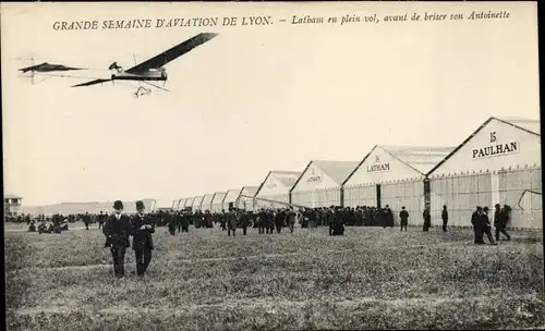 Ak Grande Semaine d'Aviation de Lyon, Latham en plein vol, Flugzeug