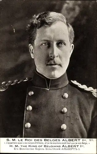 Ak König Albert I. von Belgien, Portrait