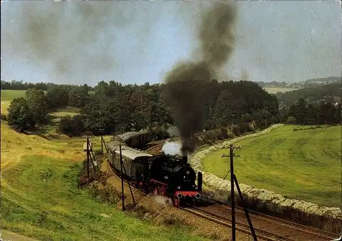 Ak Dampflok im Einsatz, Museumslokomotive 381182 im Elstertal bei Rebersreuth