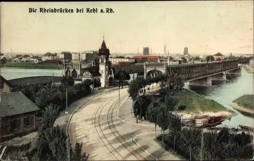 Ak Kehl am Rhein, Rheinbrücken
