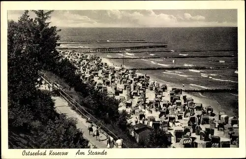 Ak Koserow an der Ostsee Usedom, Promenade, Strandpartie, Meerblick