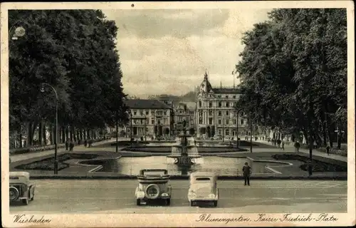 Ak Wiesbaden in Hessen, Blumengarten vor dem Kurhaus, Kaiser Friedrich-Platz