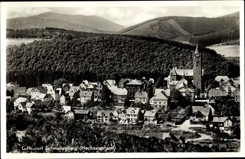 Ak Schmallenberg Hochsauerland, Teilansicht, St. Alexander Kirche, Fachwerkhäuser