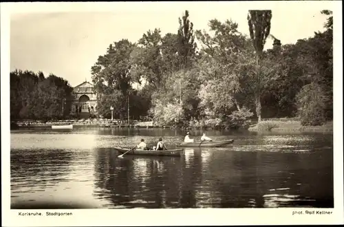 Ak Karlsruhe in Baden, Stadtgarten, Ruderboote