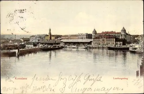 Ak Konstanz am Bodensee, Teilansicht mit Landungssteg