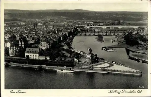 Ak Koblenz am Rhein, Deutsches Eck, Kaiser Wilhelm-Denkmal