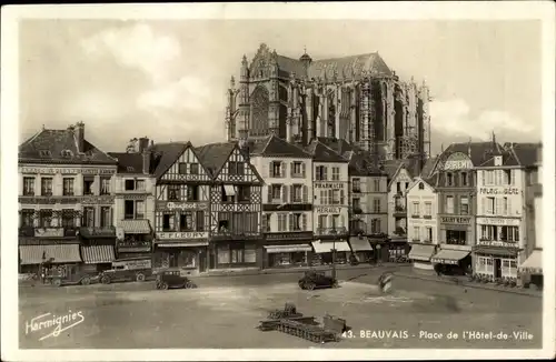 Ak Beauvais Oise, Place de l'Hotel de Ville