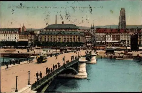Ak Rouen Seine Maritime, Le Pont Boieldieu et le Theatre des Arts