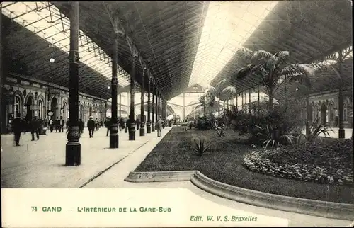 Ak Gand Ostflandern, Interieur de la Gare du Sud, Bahnhof von innen