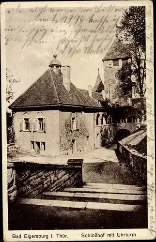 Ak Bad Elgersburg in Thüringen, Schlosshof mit Uhrturm