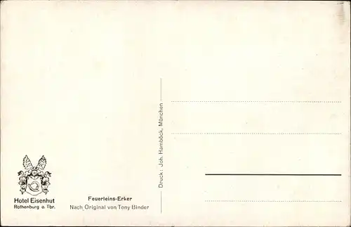 Künstler Ak Tony Binder, Rothenburg ob der Tauber Mittelfranken, Feuerleinserker