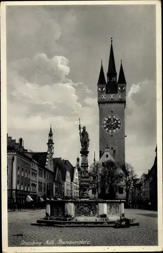 Ak Straubing an der Donau Niederbayern, Theresienplatz