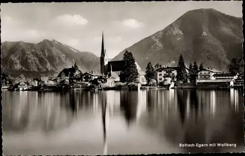 Ak Rottach Egern in Oberbayern, Teilansicht mit Wallberg