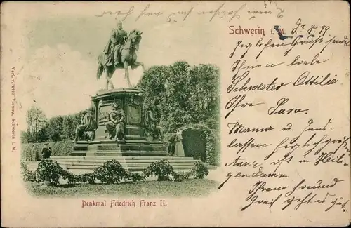 Ak Schwerin in Mecklenburg, Denkmal Friedrich Franz II.