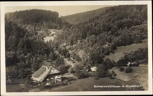 Ak Alpirsbach im Schwarzwald, Schwarzwaldhäuser, Wald