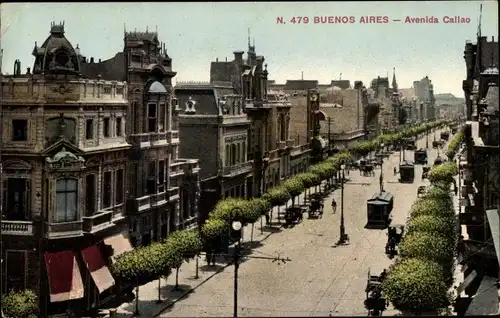Ak Buenos Aires Argentinien, Avenida Callao, Allee, Straßenansicht