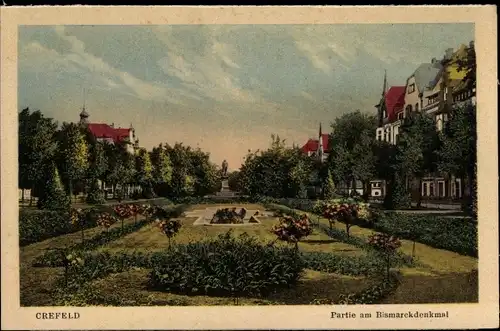 Ak Krefeld am Niederrhein, Bismarckdenkmal, Parkanlagen