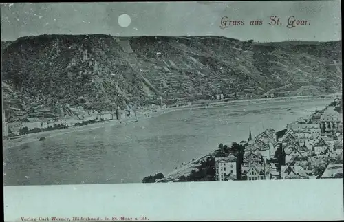 Mondschein Ak Sankt Goar am Rhein,  Blick auf den Rhein