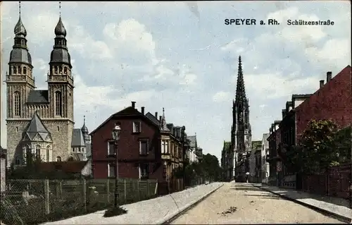 Ak Speyer am Rhein, Schützenstraße, Kirchen