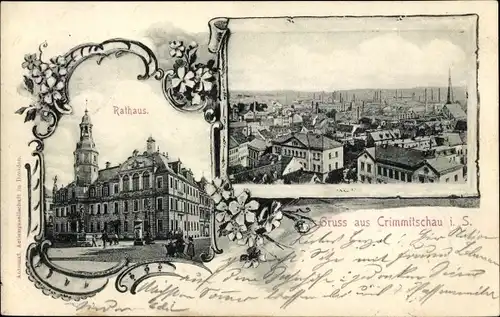 Ak Crimmitschau in Sachsen, Totalansicht, Rathaus