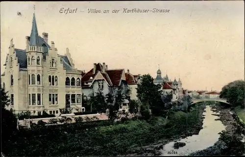 Ak Erfurt in Thüringen, Villen an der Kartäuserstraße