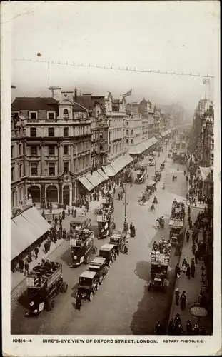 Ak London City England, Birds Eye View of  Oxford Street