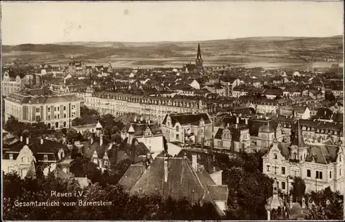 Ak Plauen im Vogtland, Totalansicht der Ortschaft vom Bärenstein aus