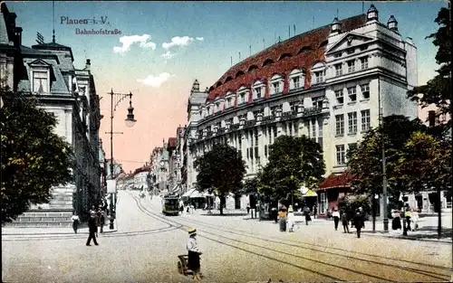 Ak Plauen im Vogtland, Partie in der Bahnhofstraße