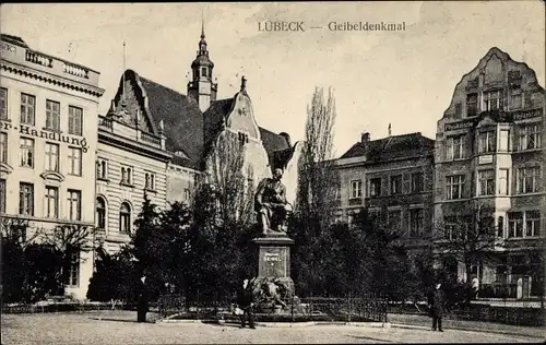 Ak Hansestadt Lübeck, Geibeldenkmal, Handlung