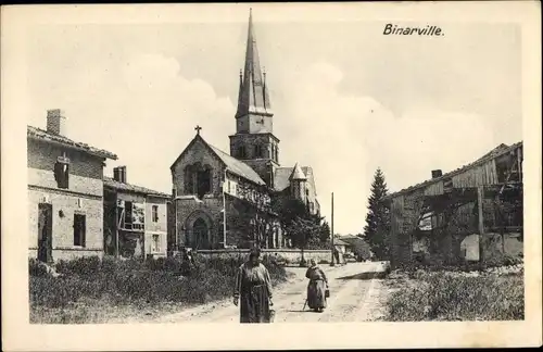 Ak Binarville Marne, Ortsansicht mit Kirche