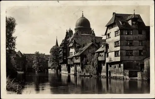 Judaika Ak Nürnberg, Insel Schütt, Synagoge, Fluss