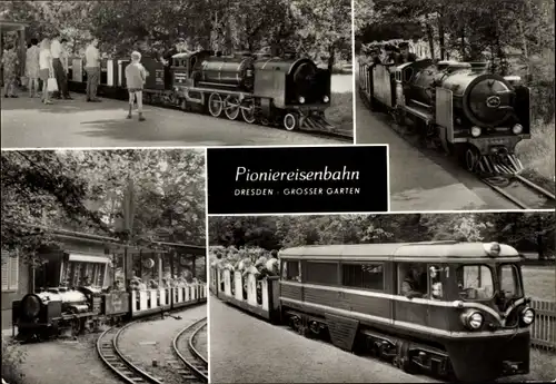 Ak Dresden Zentrum Altstadt, Pioniereisenbahn, Großer Garten