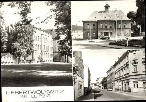 Ak Liebertwolkwitz Leipzig in Sachsen, Rathaus, Ortsansichten, Drogerie