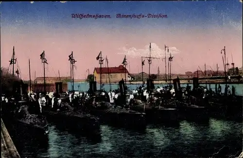Ak Wilhelmshaven, Minensuch Division, Minensuchboote, Kaiserliche Marine