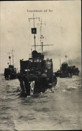 Ak Deutsche Kriegsschiffe, Torpedoboote 19, 20 und 21 auf See, Kaiserliche Marine