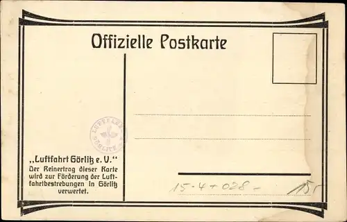 Künstler Ak Krafft, Görlitz in der Lausitz, Flugtage 9-10. August 1924, Flugzeug